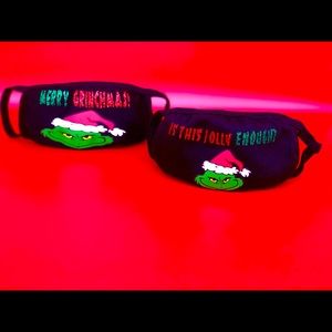 2pc Adult Unisex Grinch Christmas Face Masks